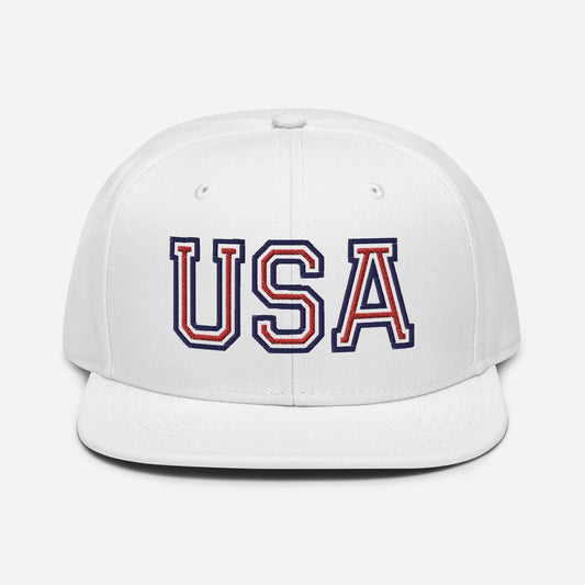 USA White Snapback Hat
