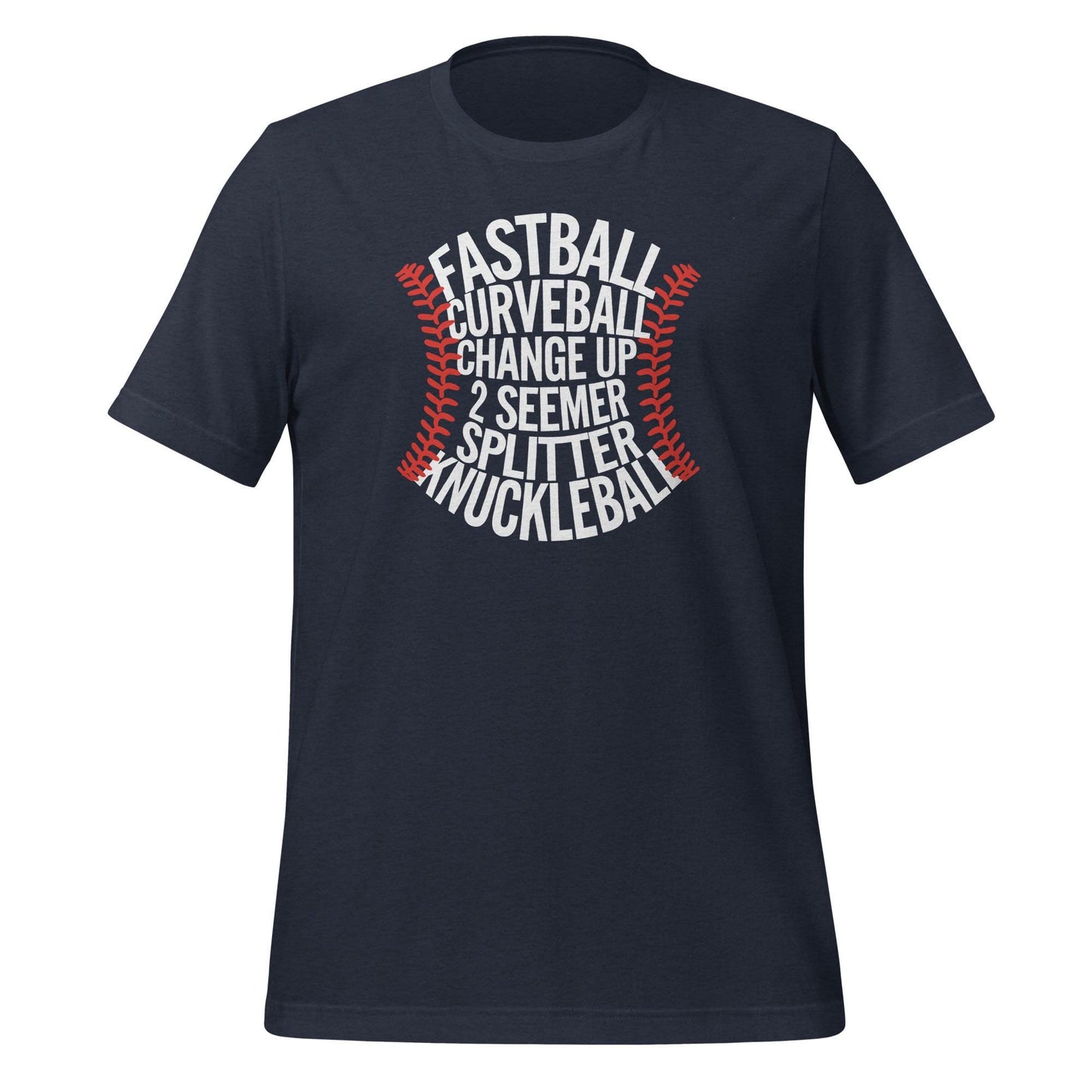 Baseball pitches T-Shirt – Fastball, Curveball, Changeup ect. – Baseball Laces Graphic Tee for Players & Fans