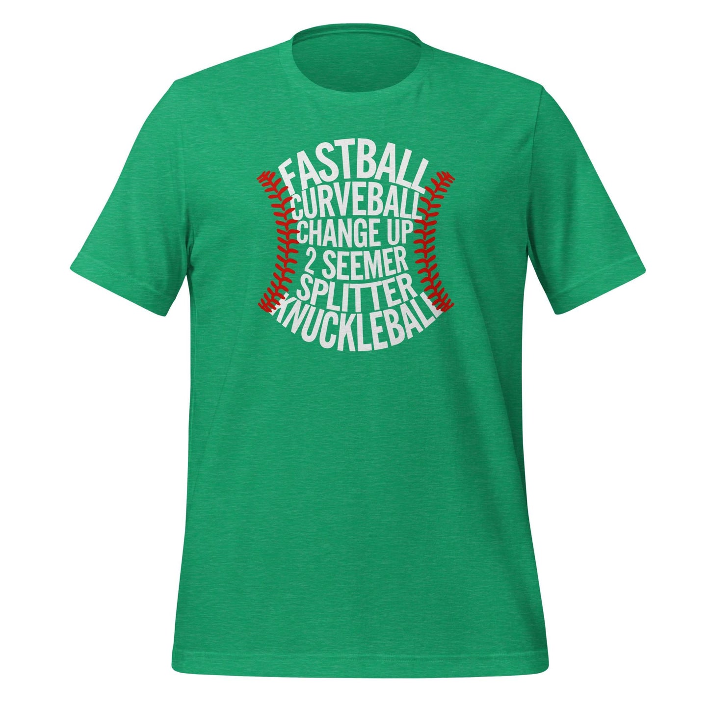 Baseball pitches T-Shirt – Fastball, Curveball, Changeup ect. – Baseball Laces Graphic Tee for Players & Fans