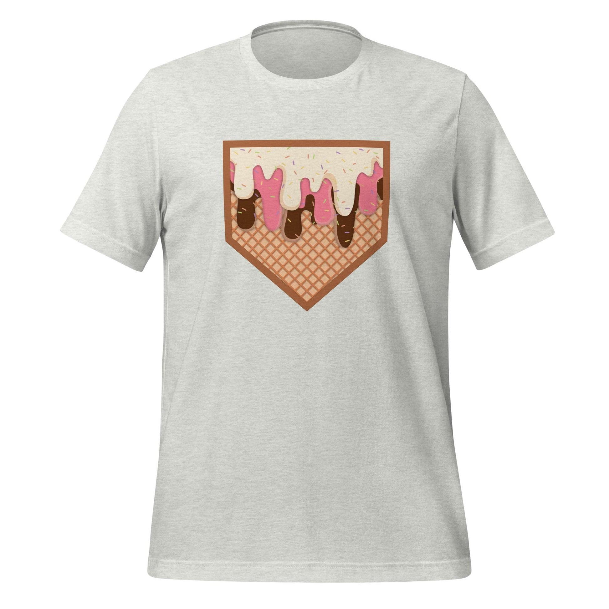 Dripping Home Plate T-Shirt – Fun Baseball Graphic Tee – Summer Ballpark Vibes on Sky Blue Shirt
