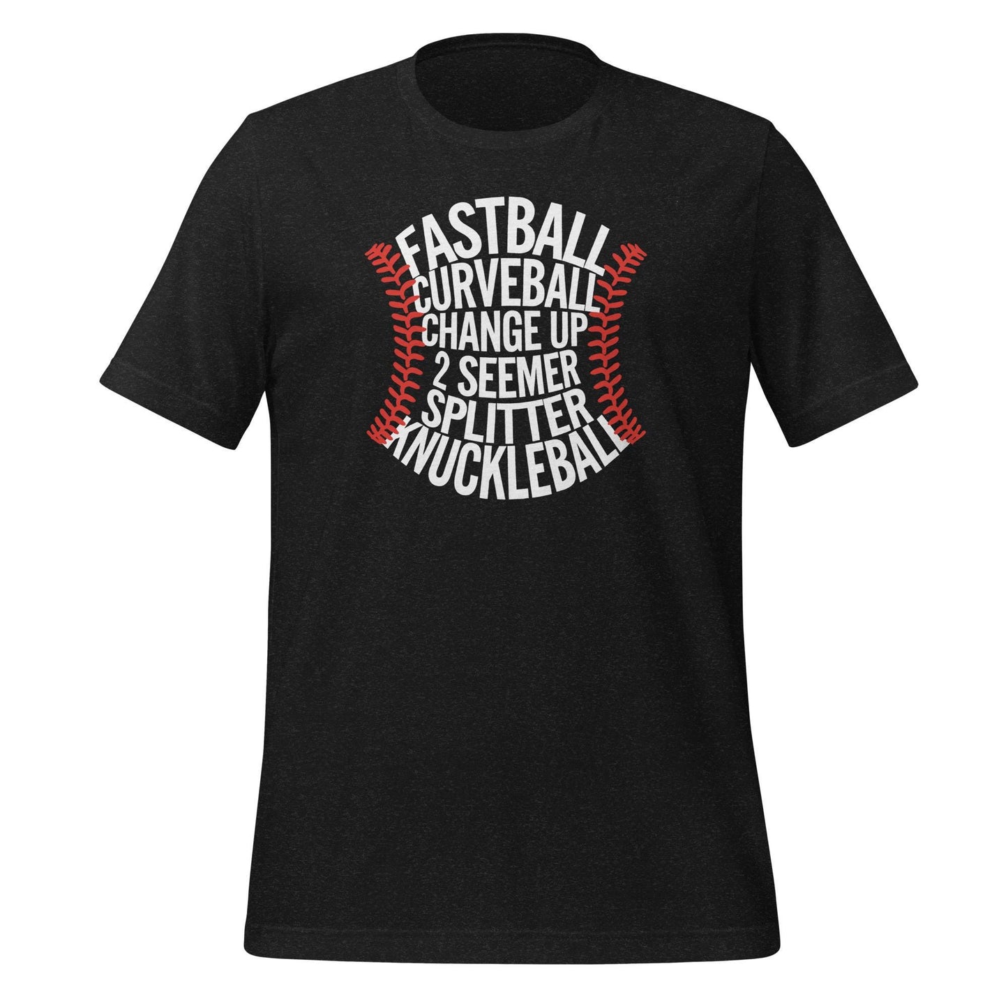 Baseball pitches T-Shirt – Fastball, Curveball, Changeup ect. – Baseball Laces Graphic Tee for Players & Fans